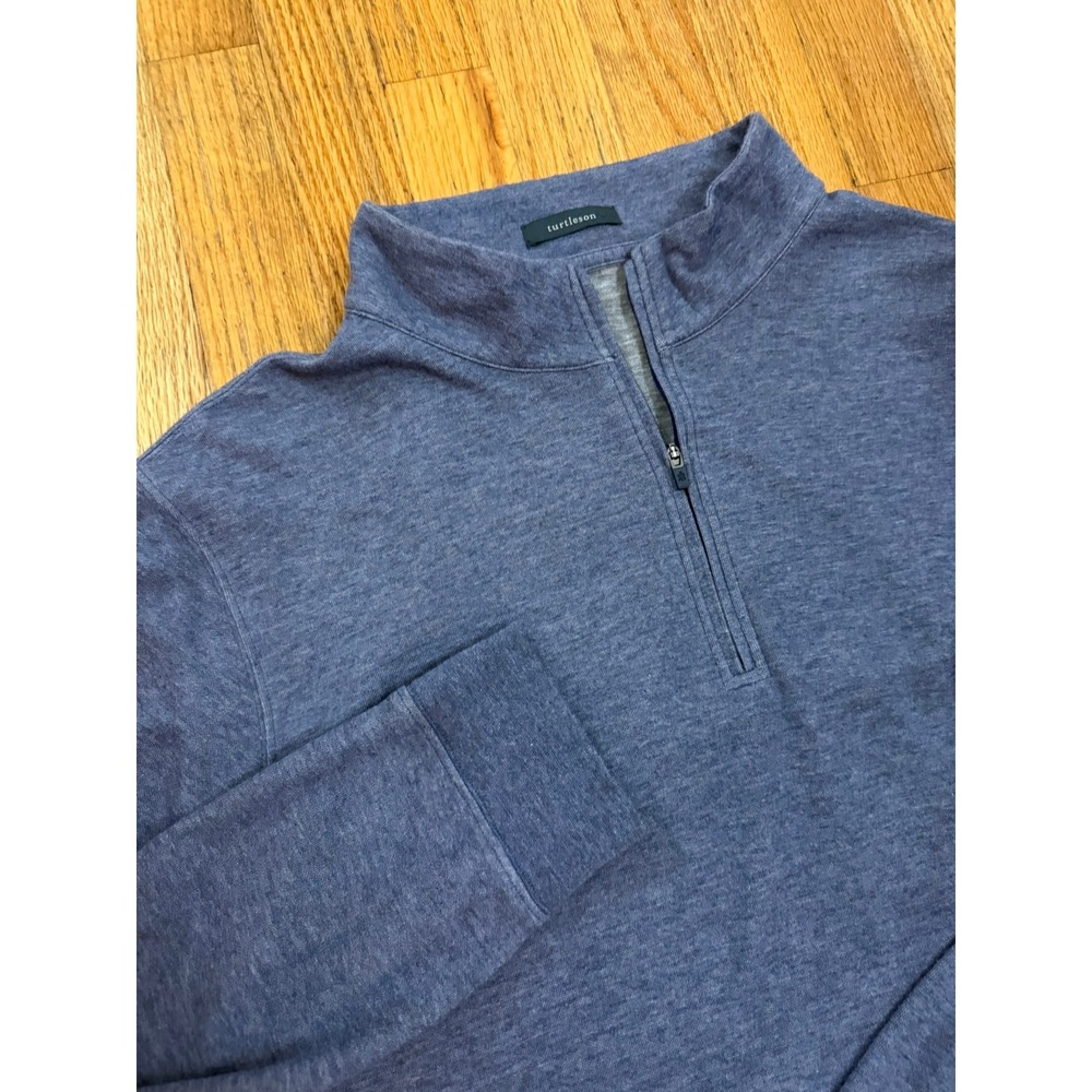 Turtleson Wallace Quarter Zip Pullover Mens 2XL Blue Heathered Golf Sweater